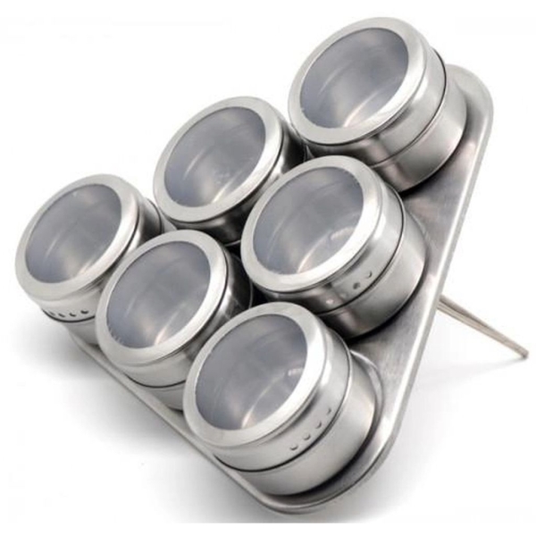 Набір для спецій нержавіюча сталь 6 ємностей сріблястий