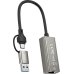 USB-Хаб зовнішній 1 порт RJ45 XO HUB018 Type-C 0.17 м сірий