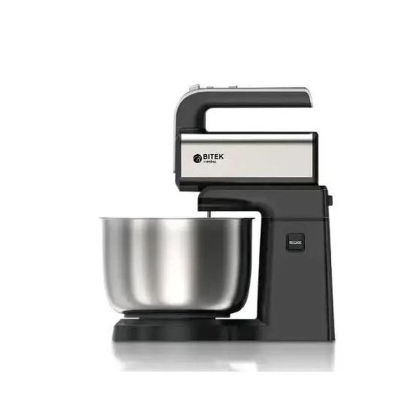 Міксер ручний стаціонарний з чашею BITEK BT-6652 1000 Вт 5 швидкостей чорний зі сріблястим