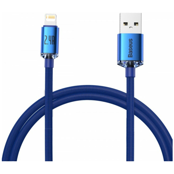 Кабель USB/Apple Lightning 1.2 м Baseus Crystal Shine 2.4 А синій