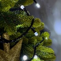 Світлодіодна гірлянда-нитка чорний дріт 200 LED Xmas рубін 15 м 8 режимів білий