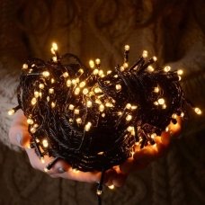 / Світлодіодна гірлянда-нитка чорний дріт 101 LED Xmas 9 м 8 режимів теплий білий