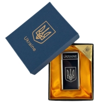 Запальничка газова Герб 1-56 п'єзовий підпал метал сріблястий з чорним