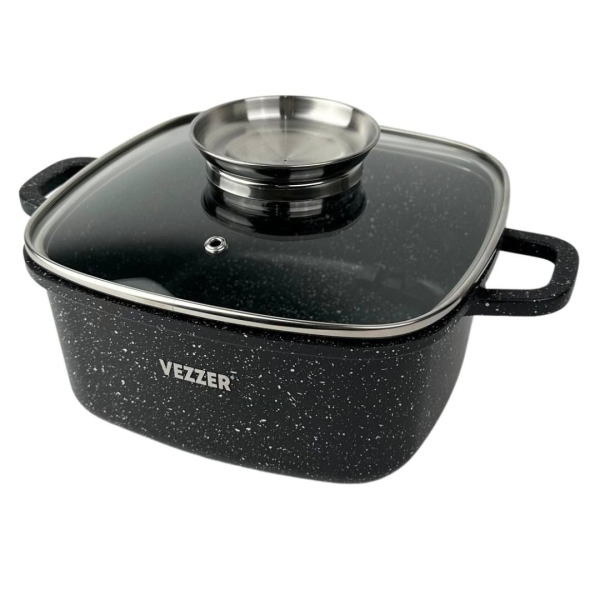 Каструля антипригарне покриття Vezzer VZ8008 з кришкою 3.5 л чорний