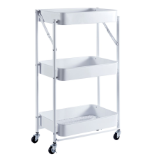 Етажерка на колесах складана 77 х 40 метал білий