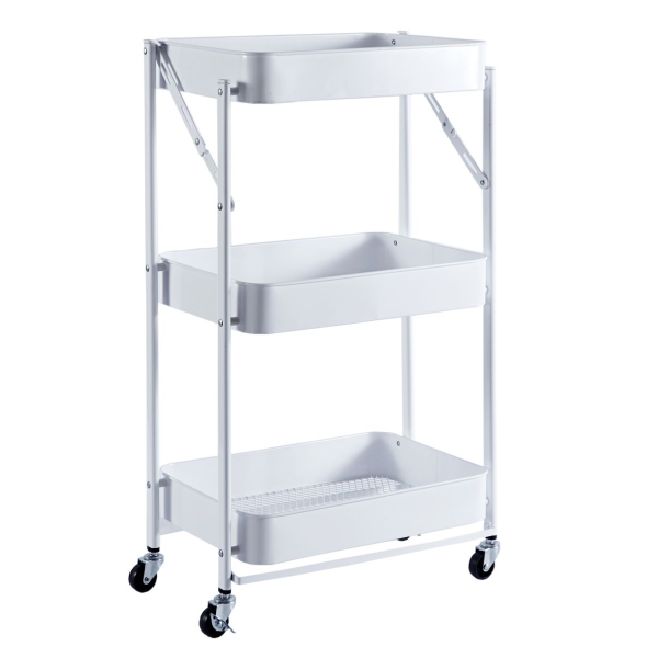 Етажерка на колесах складана 77 х 40 метал білий