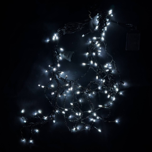 Світлодіодна гірлянда-завіса чорний дріт 120 LED Euro Led конус 3 м 8 режимів білий