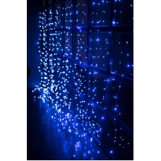 / Світлодіодна гірлянда-завіса прозорий дріт 3 м х 2.5 м Euro Led 425 LED 8 режимів синій