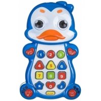 Інтерактивна іграшка телефон Limo Toy 7614UA Пінгвін зі звуковими та світловими ефектами 14 см синій