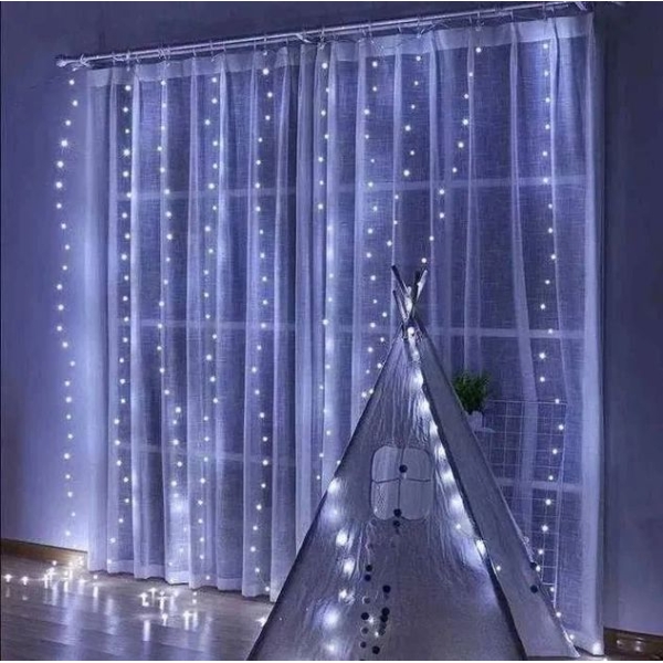 / Світлодіодна гірлянда-завіса прозорий дріт 3 м х 2 м Euro Led 360 LED 8 режимів білий