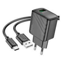 Зарядний пристрій з кабелем USB/Type-C 1 м HOCO CS21A Rich 18 W 9 V 2 А чорний