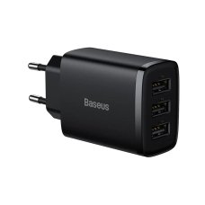 Зарядний блок живлення 3хUSB Baseus Compact Charger 17 W 5 V 3.4 А чорний