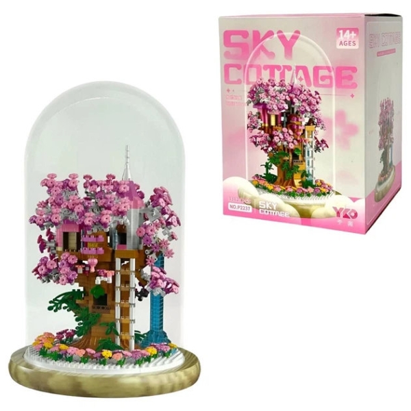 Конструктор P2237 Будиночок на сакурі під куполом зі світловими ефектами 1382 деталі new