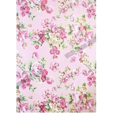 / Папір пакувальний 80 грам, 52 * 75см, 50 шт в ОРР. Квіти на рожевому фоні