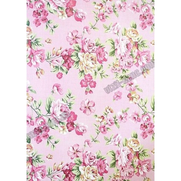 / Папір пакувальний 80 грам, 52 * 75см, 50 шт в ОРР. Квіти на рожевому фоні