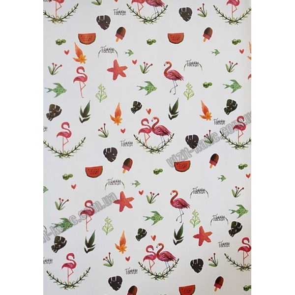/ Папір пакувальний 80 грам, 52 * 75см, 50 шт в ОРР. Фламінго