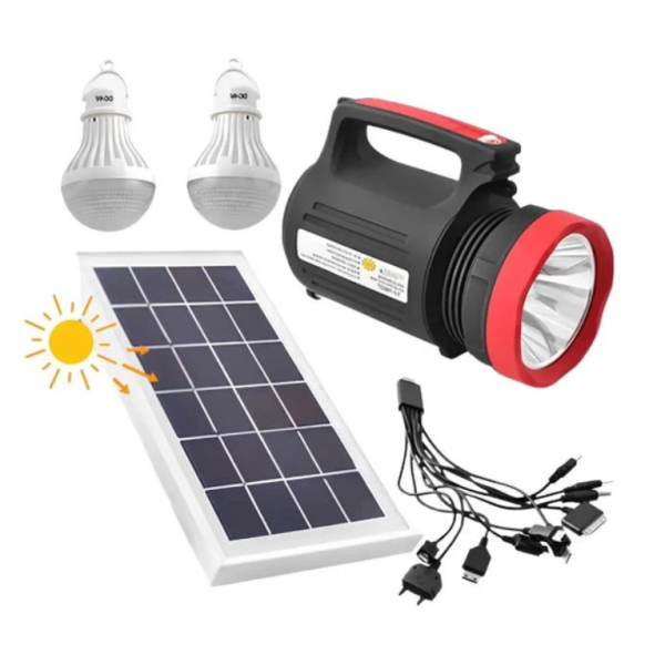 Ліхтар ручний акумуляторний 2 лампи WX-1902 з power bank та сонячною панеллю чорний