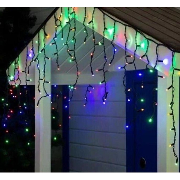 Світлодіодна гірлянда-бахрома вулична чорний дріт 120 LED Magic Lights ліхтарики 5 м мульти