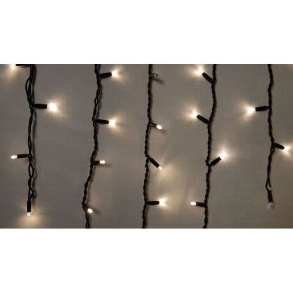/ Світлодіодна гірлянда-бахрома дощик чорний дріт 3 м  Euro Led 120 LED теплий білий