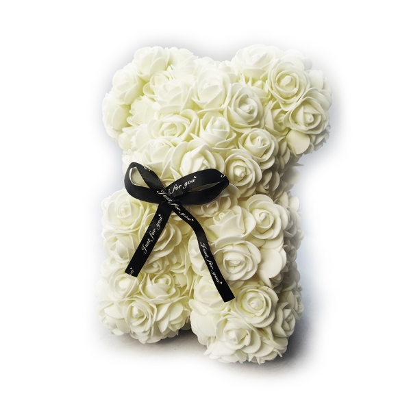 / Мишка из искусственных 3D роз Teddy Flower 25 см белый