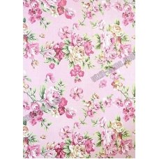 / Папір пакувальний 80 грам, 52 * 75см, 50 шт в ОРР. Квіти на рожевому фоні