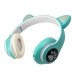 Навушники дитячі бездротові накладні CAT STN-28 LED MP3 Bluetooth з вушками зелений