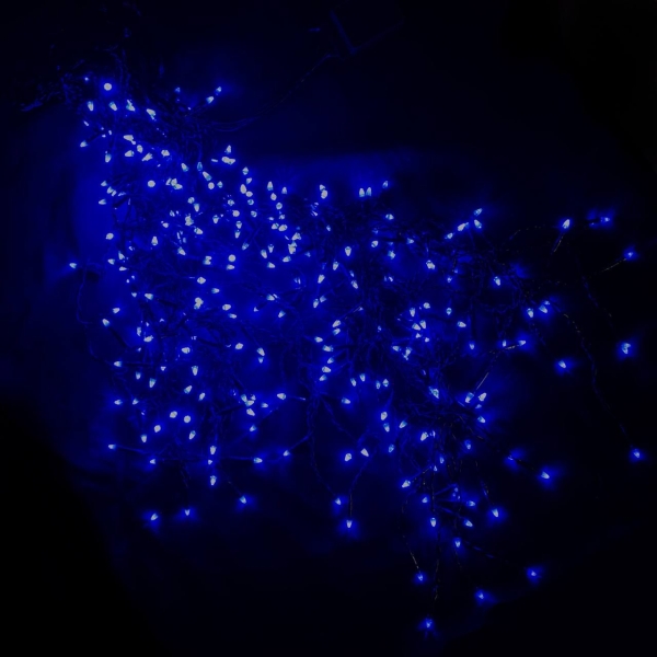 Світлодіодна гірлянда-бахрома чорний дріт 240 LED Euro Led конус 5 м 8 режимів синій