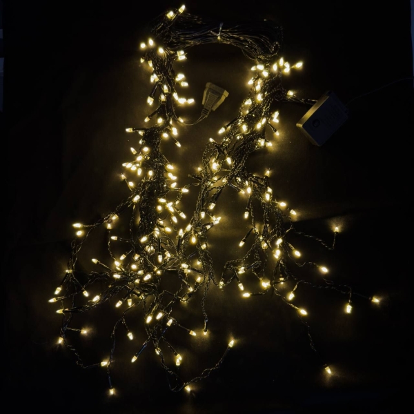 Світлодіодна гірлянда-бахрома чорний дріт 320 LED Euro Led конус 7 м 8 режимів теплий білий