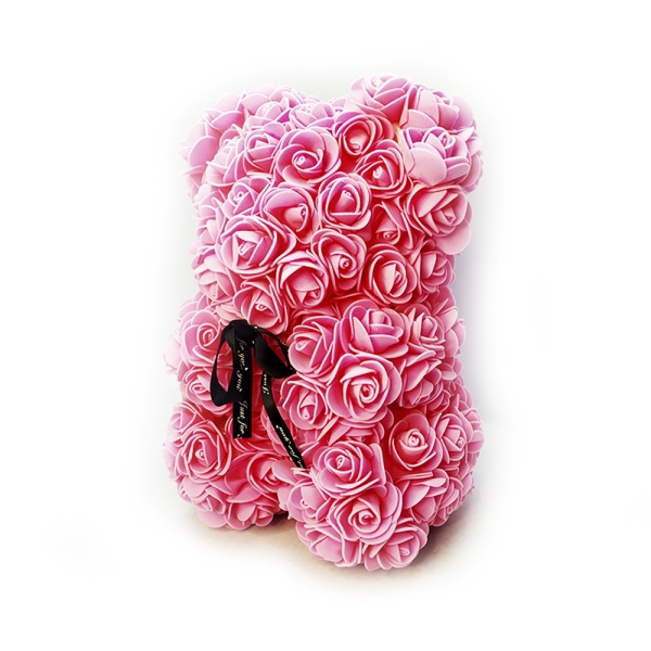 / Мишка из искусственных 3D роз Teddy Flower 25 см розовый