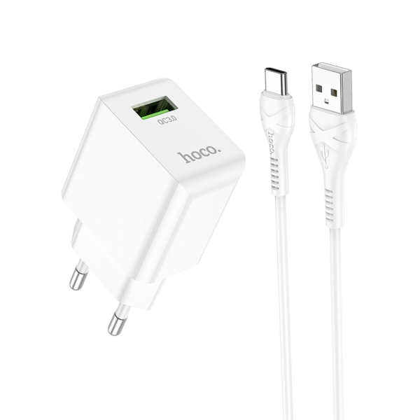 Зарядний пристрій з кабелем USB/Type-C 1 м HOCO C98A Proton 18 W 9 V 2 A білий