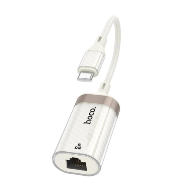 Кабель-перехідник HOCO UA41 UA41B Crystal Type-C ethernet adapter(100 mbps) apricot new