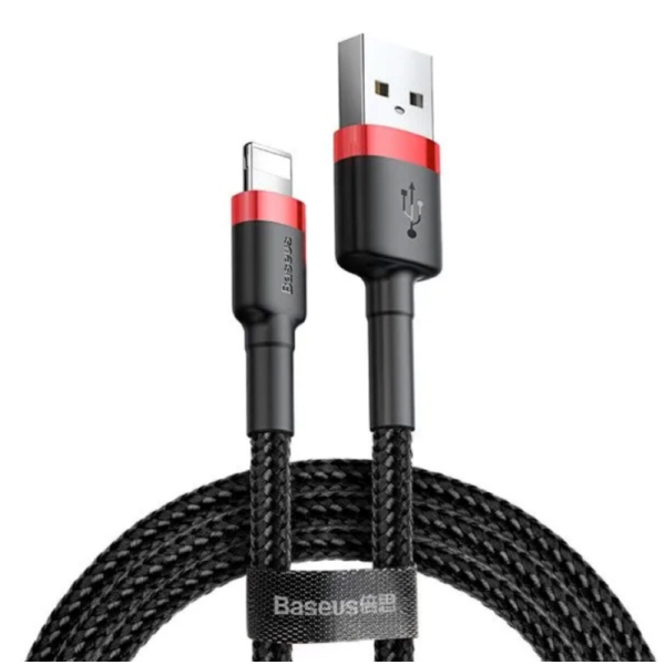 Кабель USB/Apple Lightning 2 м Baseus Cafule Cable 1.5 А чорний з червоним