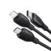 Кабель 3в1 USB/Apple Lightning+Type-C+microUSB 0.8 м Baseus Ultra Fast 3.5 A чорний
