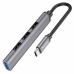 USB-хаб зовнішній 4 порти HOCO HB26 Type-C 0.13 м сріблястий