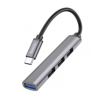 USB-хаб зовнішній 4 порти HOCO HB26 Type-C 0.13 м сріблястий