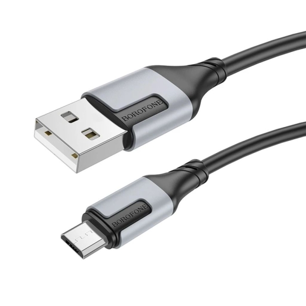 Кабель USB/micro-USB 1 м BOROFONE BX101 Creator 2.4 A чорний з сірим