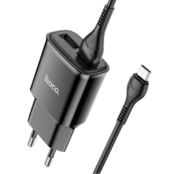Зарядний пристрій з кабелем 2xUSB/microUSB 1 м HOCO C88A Star 12 W 5 V 2.4 А чорний