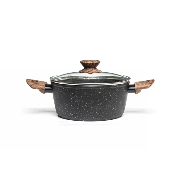 Каструля мармурове покриття Hölmer CR-1325-FAMWL Natural з кришкою 2.5 л чорний