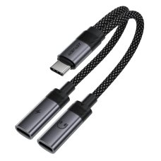 Аудіокабель ACEFAST J14 USB-C 2-in-1 charging audio adapter Black new