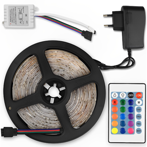 Світлодіодна RGB стрічка 5м 2835 RGB з контролером та блоком живлення new