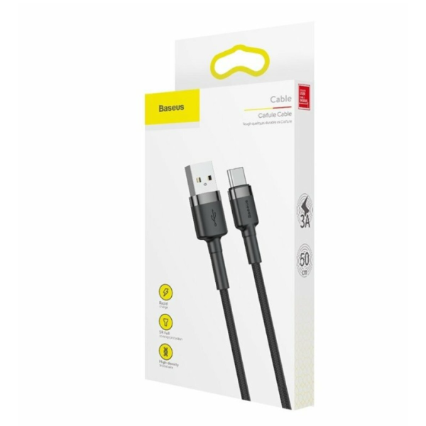 / Кабель Baseus Cafule Cable USB For Type-C 3A 2m Gray+Black new