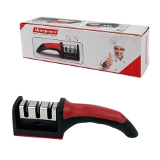 Точило для ножів механічне SHARPENER пластик 20 см чорний з червоним