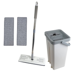 Швабра для миття підлоги 122 см Easy Mop з відром телескопічна ручка автоматичний віджим сірий