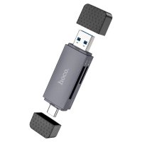 Кардридер зовнішній MicroSD+SD HOCO HB45 Spirit USB 3.0/Type-C сірий