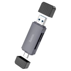 Кардридер зовнішній MicroSD+SD HOCO HB45 Spirit USB 3.0/Type-C сірий