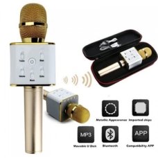 / Bluetooth микрофон для караоке Q7 Блютуз микро + ЧЕХОЛ золото