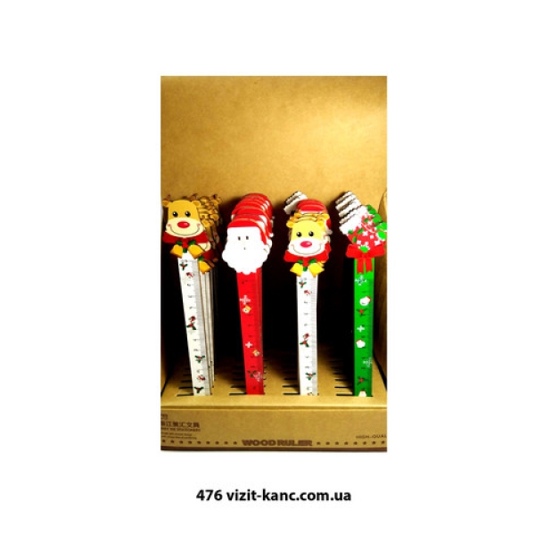 / Линейка деревянная фигурная 15см НОВЫЙ ГОД