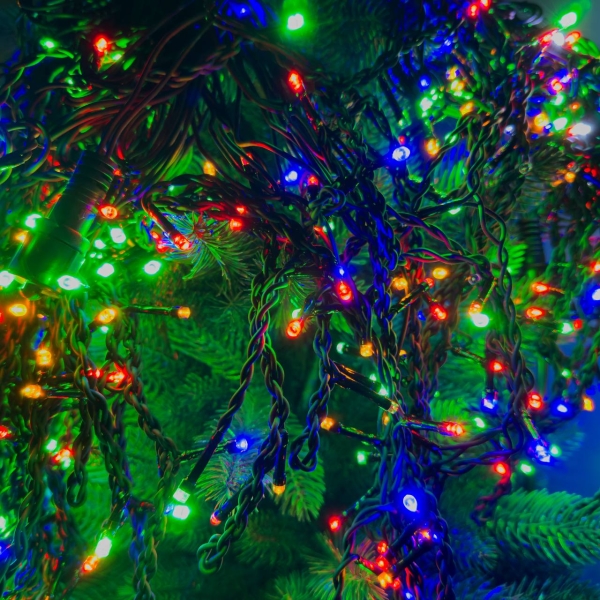 Світлодіодна гірлянда-бахрома вулична чорний дріт 405 LED ліхтарики 25 м мульти