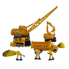 Іграшковий набір машинок 4в1 Будівельний транспорт PT-2021 з фігурками метал 10 см жовтий