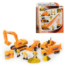 Набір машинок PT 2021 (48шт) жел, будтехніка, 2 види, кран, робітники new